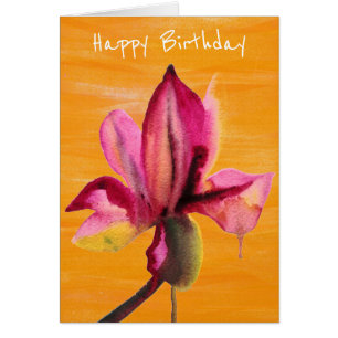 Purple Orchid watercolour orange pop art birthday