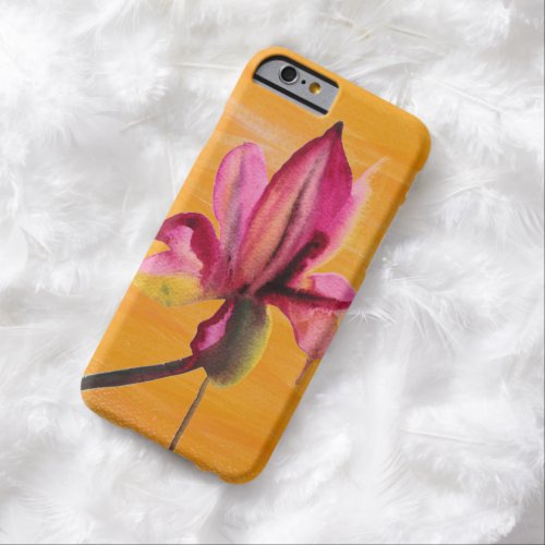 Purple Orchid watercolour orange pop art flower Barely There iPhone 6 Case