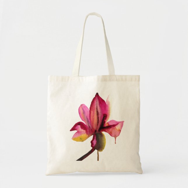 Purple Orchid watercolour tropical flower Tote Bag (Front)