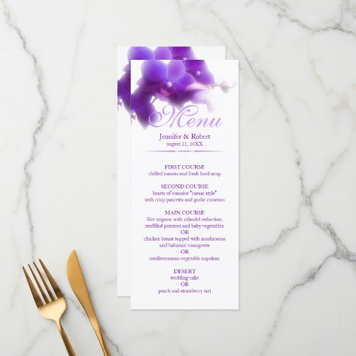 Purple Orchid Wedding Menu