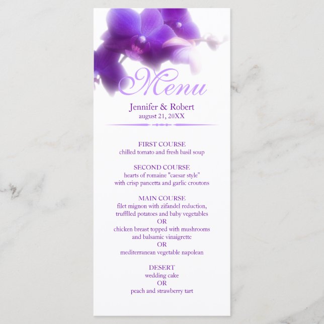 Purple Orchid Wedding Menu (Front)