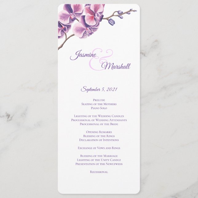 Purple Orchid Wedding Program (Front)