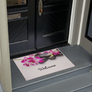 Purple Orchid with hot stone in massage spa Doormat