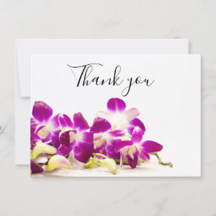 Purple orchid with stone on white background spa thank you card