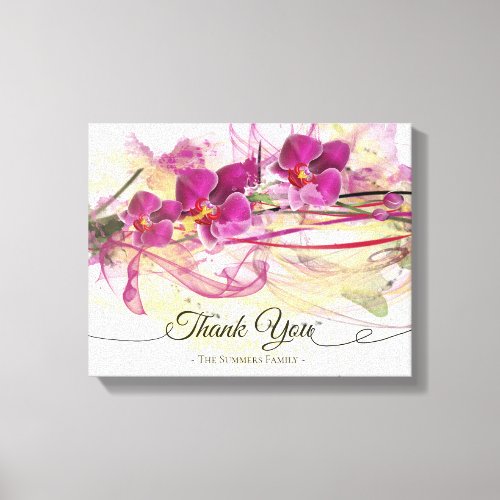 Purple Orchids Abstract Art Calligraphy Canvas Print