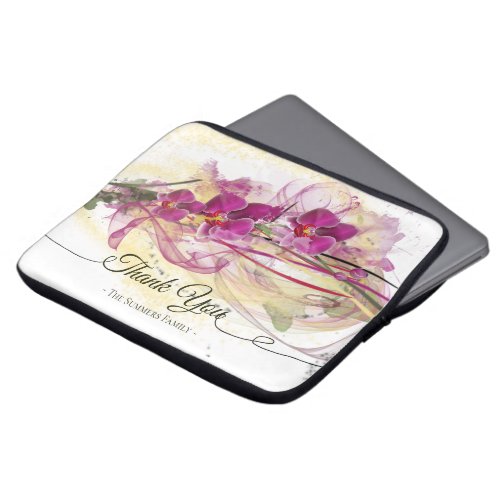 Purple Orchids Abstract Art Calligraphy Laptop Sleeve