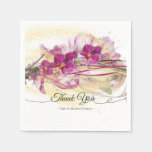Purple Orchids Abstract Art Calligraphy Paper Napkins