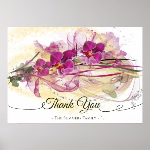 Purple Orchids Abstract Art Calligraphy Poster