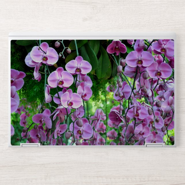 Purple Orchids and Green Vines Laptop Skin (Front)