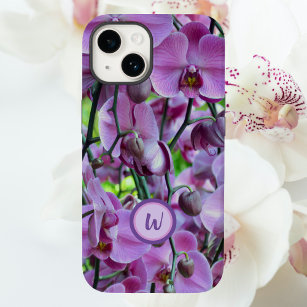 Purple Orchids and Vines with Name Case-Mate iPhone 14 Case