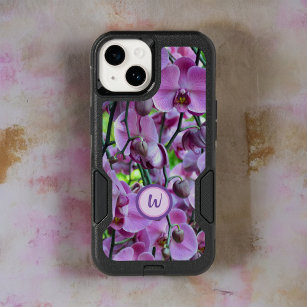 Purple Orchids and Vines with Name OtterBox iPhone 14 Case