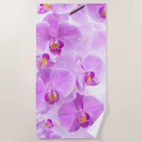 Purple Orchids Beach Towel