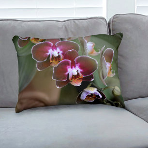 Purple Orchids Botanical Floral Photographic Accent Pillow