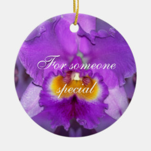Purple Orchids Ceramic Ornament