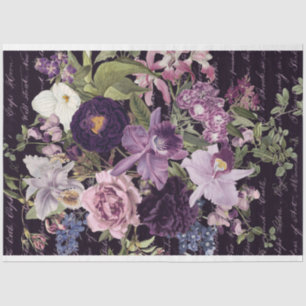 Purple orchids floral-bouquet decoupage tissue paper