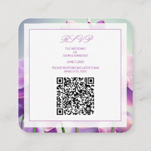 Purple Orchids Floral Wedding QR Code Enclosure Card