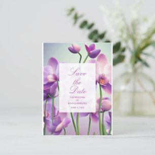 Purple Orchids Floral Wedding Save Date Postcard