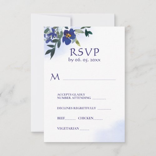 Purple Orchids Greenery Floral Watercolor Wedding RSVP Card