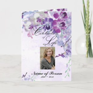 Purple Orchids & Hummingbird Funeral Program