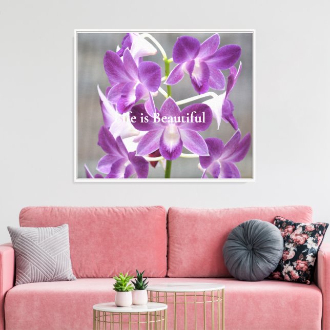 Purple Orchids Kauai Hawaii Canvas Print (Insitu(LivingRoom))