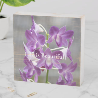 Purple Orchids Kauai Hawaii Wooden Box Sign