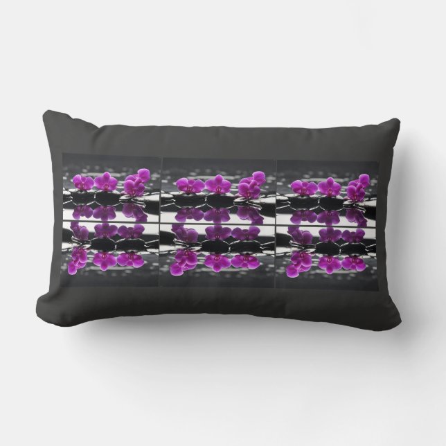 Purple Orchids  Lumbar Pillow (Front)
