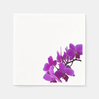 Purple orchids on a white napkin