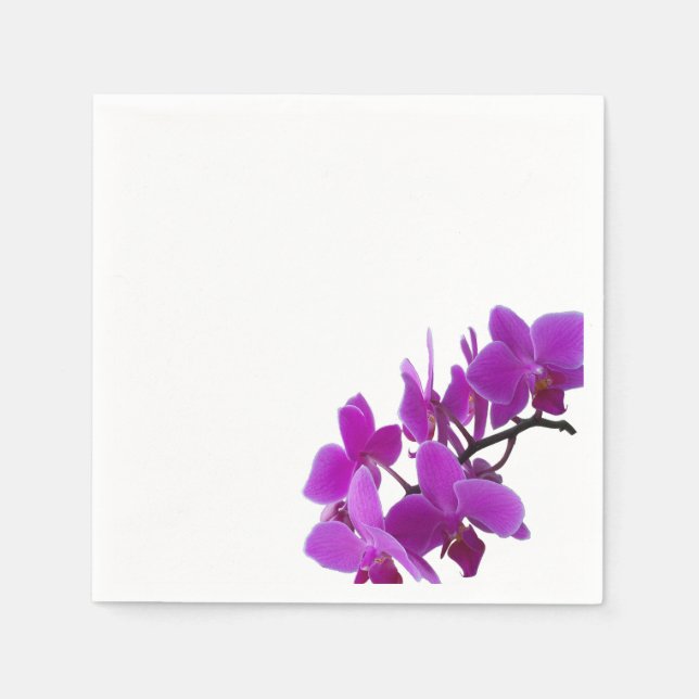 Purple orchids on a white napkin (Front)