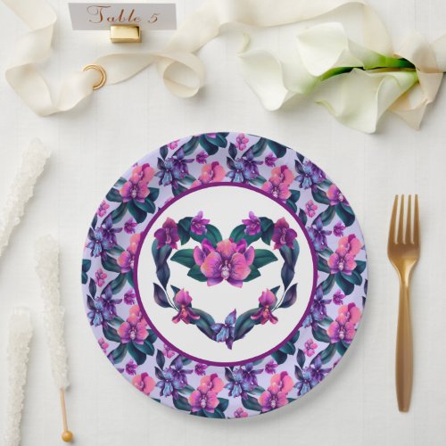 Purple Orchids Paper Plate