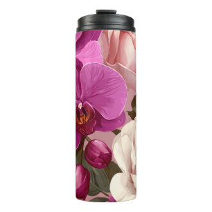purple orchids thermal tumbler