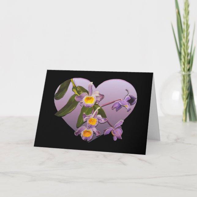 Purple Orchids Valentine's Day Card (Front)