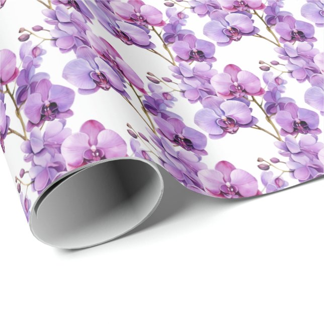 Purple Orchids  Wrapping Paper (Roll Corner)