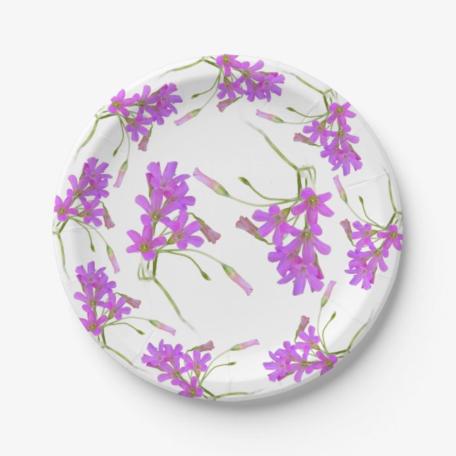 Purple Organic Flowers, Paper Plates (Front)