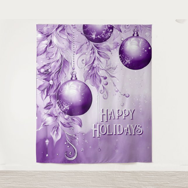 Purple Ornaments Christmas Holiday Backdrop (Front)