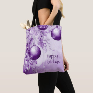 Purple Ornaments Christmas Holiday Tote Bag