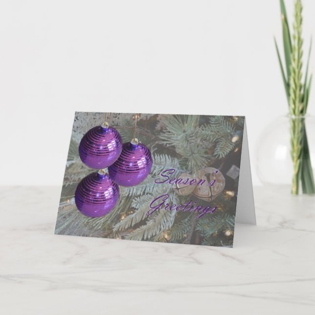 Purple Ornaments Holiday Card (Front)