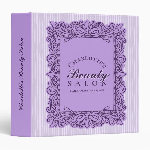 Purple Ornate Bow Frame Beauty Salon Binder