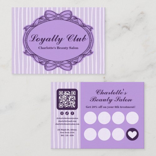 Purple Ornate Bow Frame Salon Loyalty Card