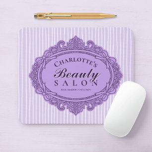 Purple Ornate Bow Frame Salon Mouse Pad