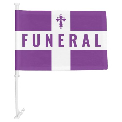 Purple Ornate Cross Funeral Procession Car Flag