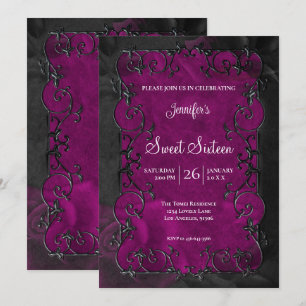 Purple Ornate Frame Gothic Sweet 16 Invitation