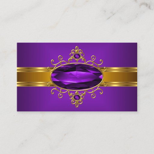 Customizable Purple Ornate Jewel Royal Yellow Gold Rich 2 Business Card Templates
