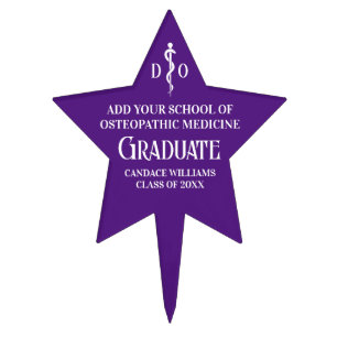 Purple Osteopathic Medical Graduation Party Star Cake Topper