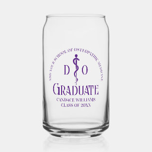 Purple Osteopathic Medical School Graduation Can Glass