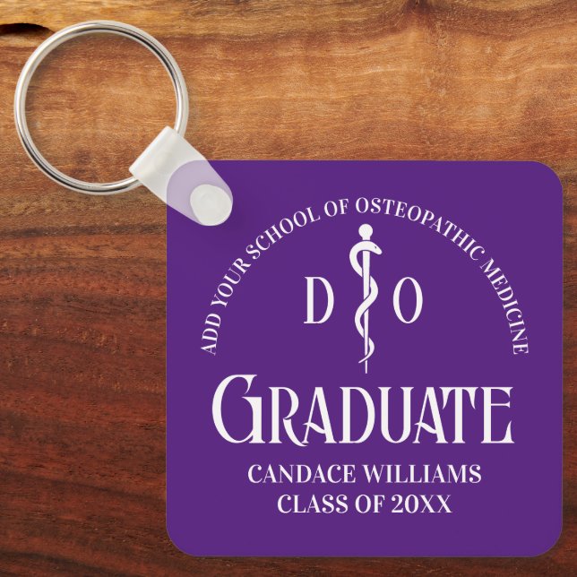 Purple Osteopathic Medical School Graduation Keychain (Front)