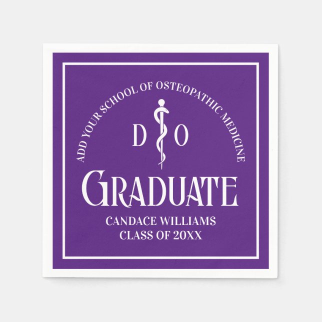 Purple Osteopathic Medical School Graduation Party Napkins (Front)