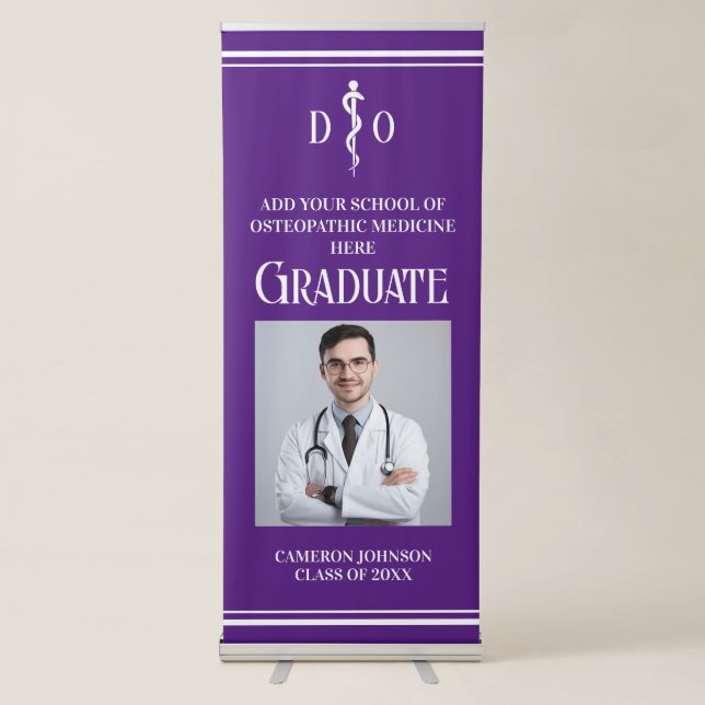 Purple Osteopathic Medical School Graduation Party Retractable Banner (Front)