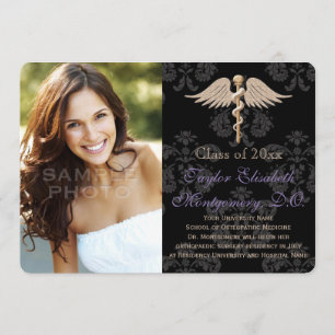 Purple Osteopathic Medicine DO School Graduation Invitation
