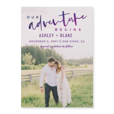 Purple Our Adventure Begins Photo Save the Date