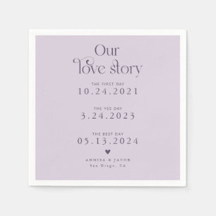 Purple Our Love Story Retro Wedding Napkin